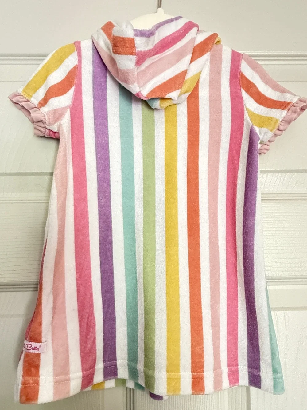 Ruffle Butts Rainbow Stripe Hooded Swim Cover Up - 18-24 months